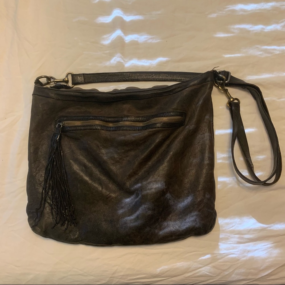 Anthracite Leather Johnny Was Messenger Bag